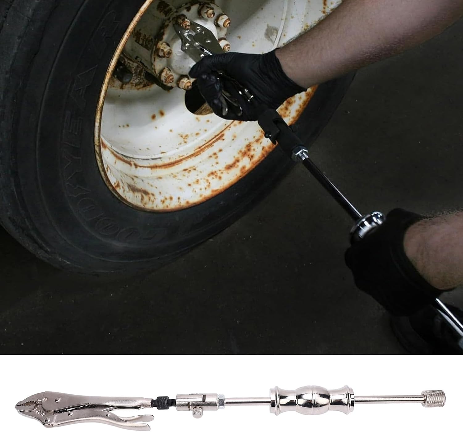 Brilluxa Slide Hammer, Locking Pliers Puller Set with Swivel Grip, 9 Inch 2 lb Slide Hammer Extractor Tool for CV Axle Seal Boot Nail Bolt Pin Removal, Auto Repair Kit