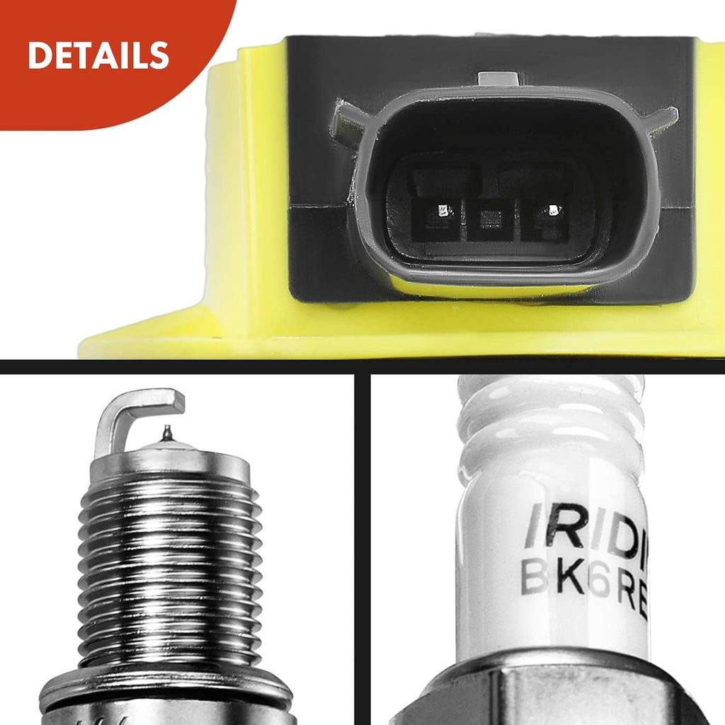A-Premium Ignition Coils and Spark Plugs Kits Compatible with Ford F-150 2011-2016, Mustang 2011-2015, 5.0L Yellow, Set of 8