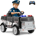 Costzon Ride on Police Car, 12V Battery Powered Electric Cop Cars for Kids w/3 Speeds, Megaphone, Music, FM Radio, Flashing Lights, Sirens, Ride on Toy w/Remote Control for Boys Girls 3+(Police Truck)