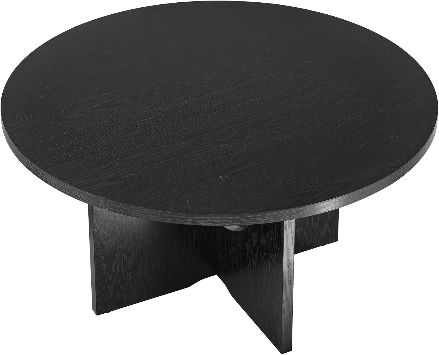 35.8' Black Round Coffee Table, Furniture Table,Modern Accent Table with Reverse Arch,Multi-Purpose Side Table, Veneer Finish End Table for Living Room,Bedroom,Office,and Small Spaces (Black,35.8')