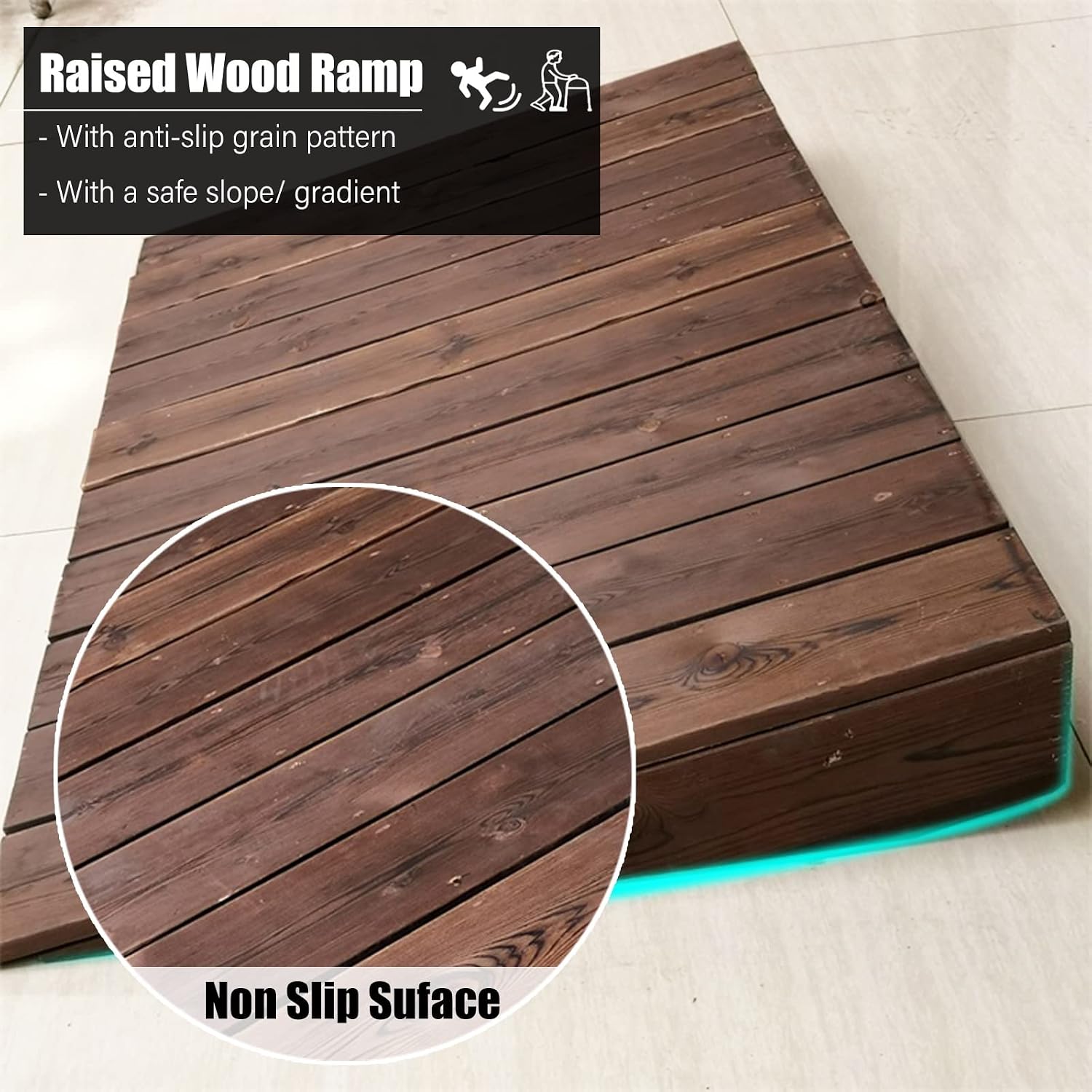 Ramps Door Threshold Ramp Interior Exterior, Portable Non Slip Wood Step Ramp/Doorway Wheelchair Ramp 3/4/ 5/6/ 8 Inch Rise, for Scooter Bike Access Home