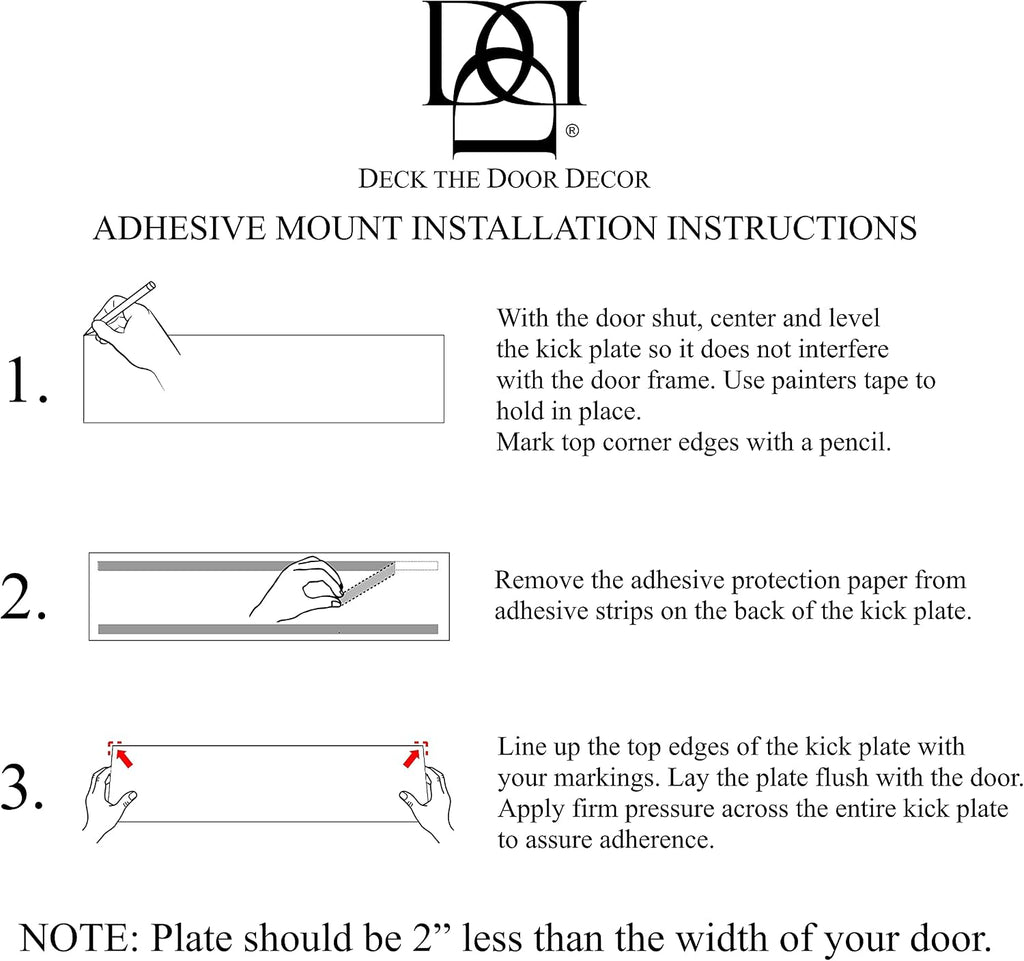 Deck the Door Decor | Door Push Plate - 3M Adhesive Mount - Multiple Sizes & Finishes (Satin Black, 3 x 12) (Pack of 4)