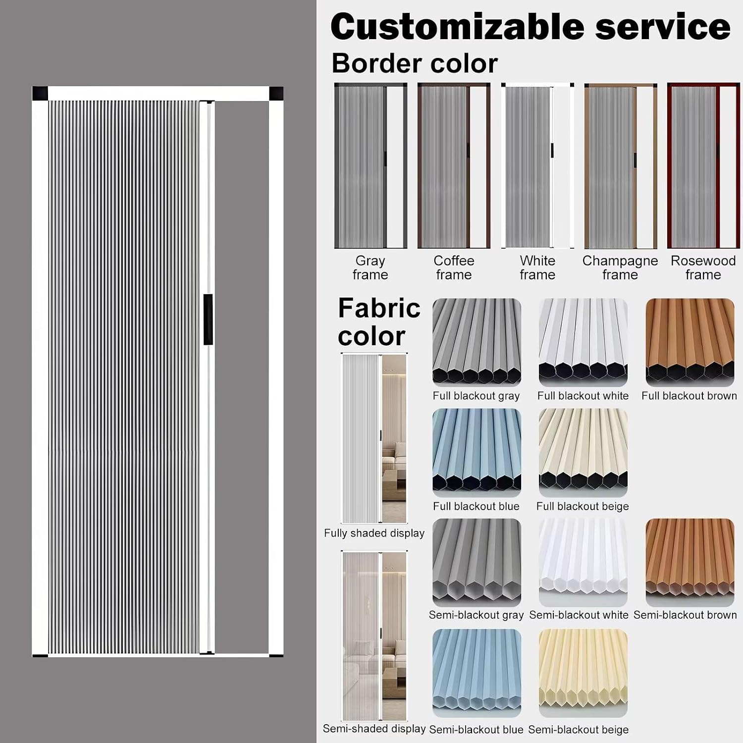 22x56in Accordion Door, Aluminum Frame with Waterproof,Heat-Insulating Cellular Fabric, Pleated Folding & Retractable Doors for Closet/Doorway/Bedroom/Bathroom/Living, Closets Gray