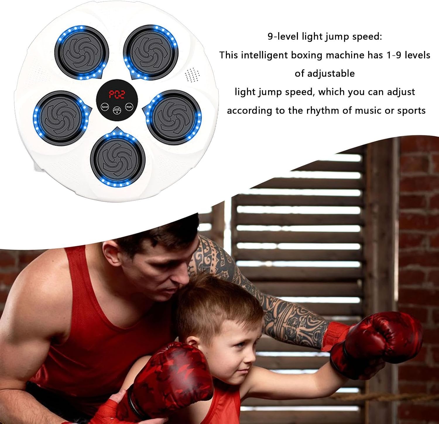 Electronic Boxing Trainer with Boxing Gloves, Smart Wall Strike Machine, Electronic Music Boxing Machines, Training Machine, Speed Adjustable Punch Equipment