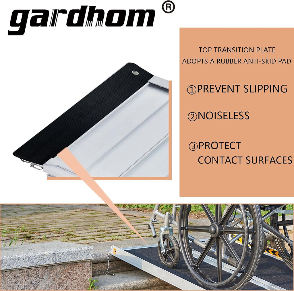 Bundled Wheelchair Ramps 4FT 5FT, gardhom 800Lbs Aluminum Portable Folding Handicap Ramp Wheel Chair Ramp for Home Entrance Threshold Doorways Stairs Curbs Scooter