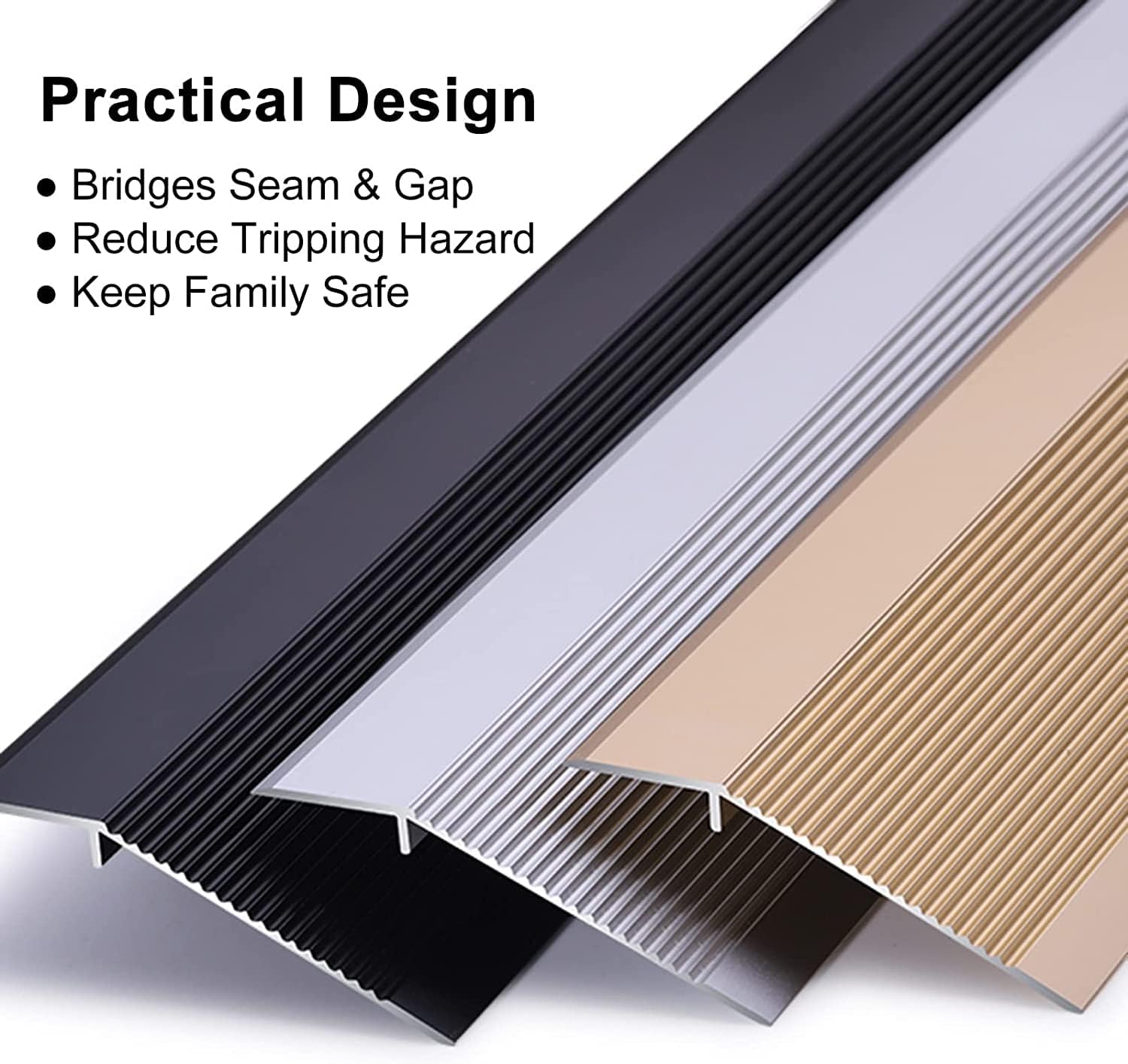 Floor Transition Strip Walkers Entry Ramp, Doorway Thresholds Reducer dor Kindergarten Hotel, Aluminum Floor Cover Edge Trim Strips Tile to Wood, Wide Floor Ramp Joining Strip ( Color : Black , Size :