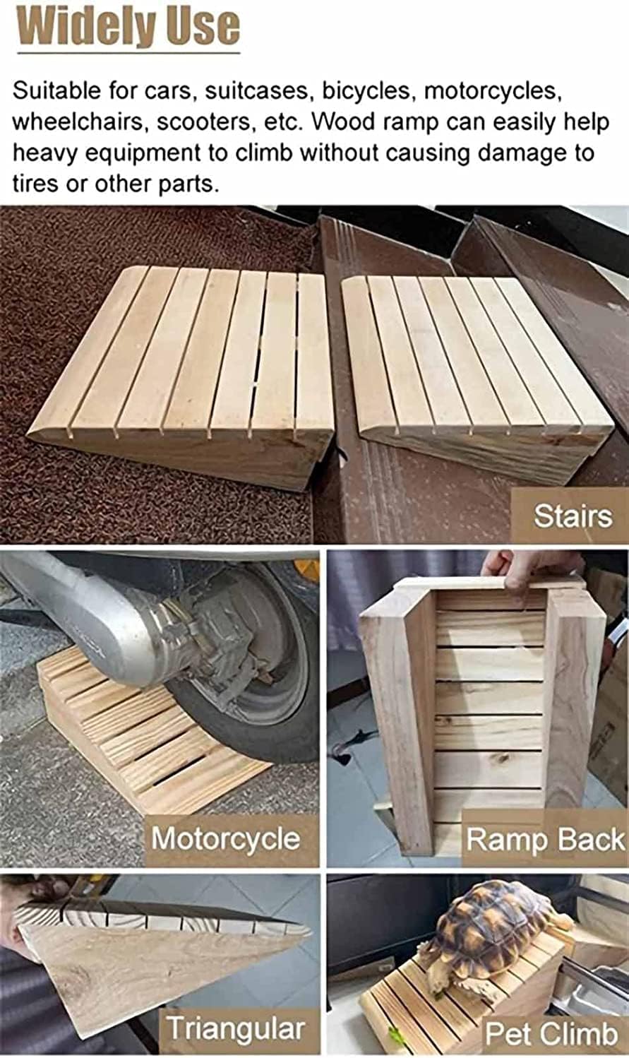 Outdoor Garden Wheelchair Ramps, Wooden Doorways Threshold Ramps for Elderly/Pets, 4inch/7inch/8inch Rise Entry Ramps(25.8 x 30 x 7cm)