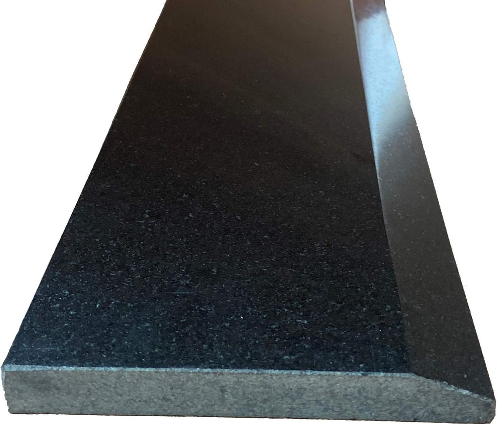 Tenedos Single Hollywood One High Beveled Absolute Black Marble Granite Doorway Floor Threshold Tile (Marble Saddle) Polished, Maintenance Free, Stain Resistant - (6' x 36')