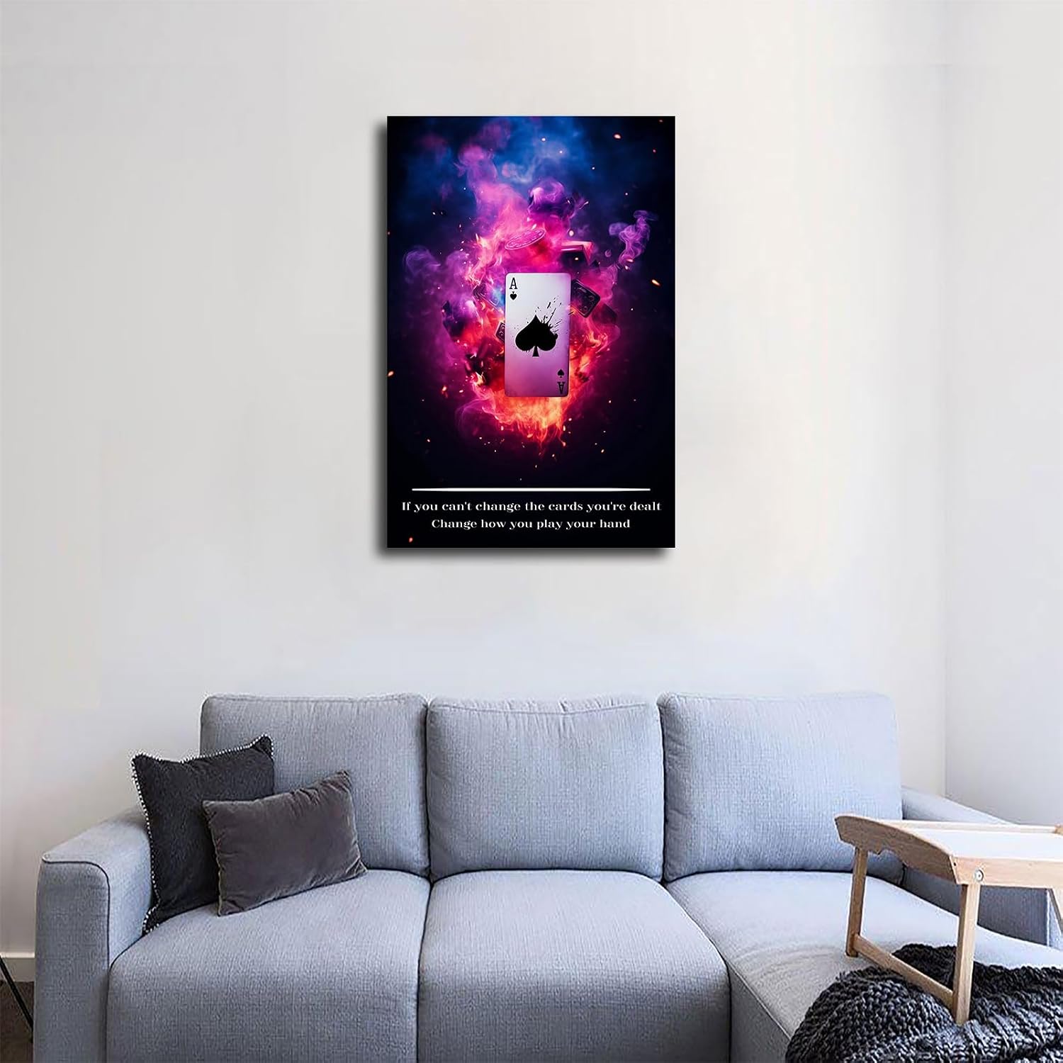 Wall Art Canvas Prints- Poker Inspirational Ace of Spades Game Motivational Quotes 2 Posters Room Aesthetics-Best decoration for kitchen living room bedroom office gym etc (24x36inch-Framed)