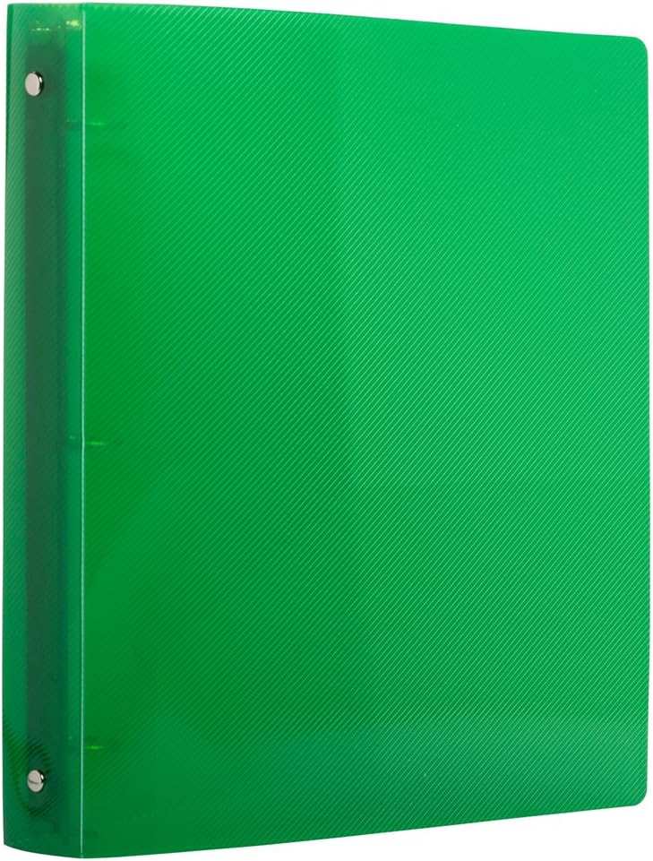 JAM PAPER Plastic 1 inch Binders - Green 3 Ring Binder - Bulk 24/Pack