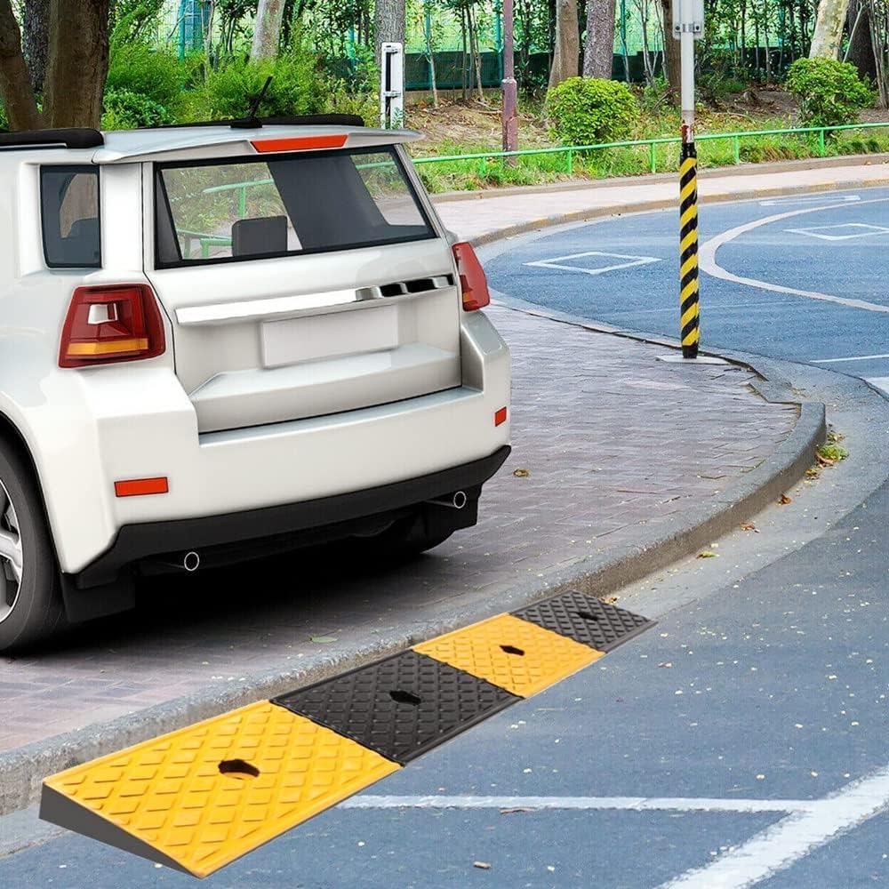 Rubber Curb Ramp 2' Rise Height, 39.4' Length Curbside Bridge Ramp, for Driveway Curb Ramp Loading Dock Truck Pickup Threshold Ramp Rubber Slope Pad, 1PCS