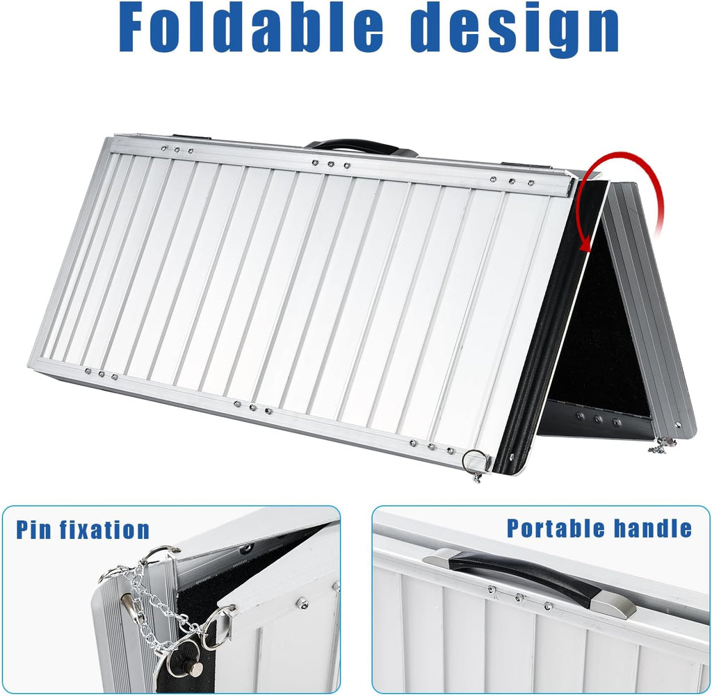 Portable Wheelchair Ramp 6ft, Double Non-Slip, Aluminum Collapsible Wheelchair Ramp, Home Threshold Ramp, YMINCGGM Manufacturing Load Capacity Up to 800lbs, Suitable for Doorways, Steps