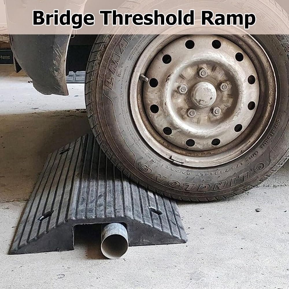 4 Inch Bridge Threshold Ramp Solid Rubber Wheelchair Ramp W/Non-Slip Surface, 3' Rise Driveway Ramps for Doorways, Entry, Walkers, Carts, Scooters(3' Rise/80x40x8cm)