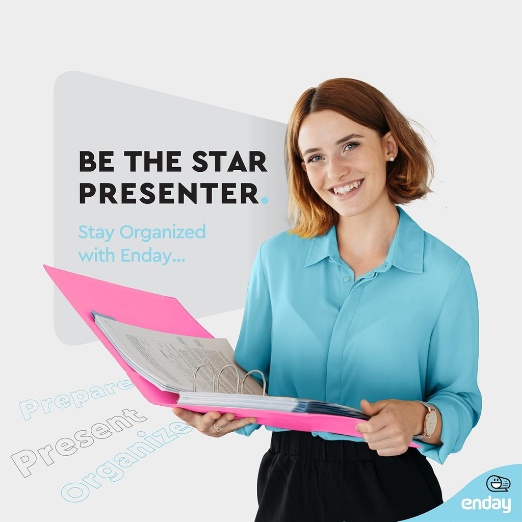 Enday 2 inch 3 Ring Binder (24 Pack - Pink) Binder 2 inch with Clear View Cover and 2 Inside Pocket - for Letter Size 8.5 x 11'' Paper, Ideal for School Supplies, Office, and Home