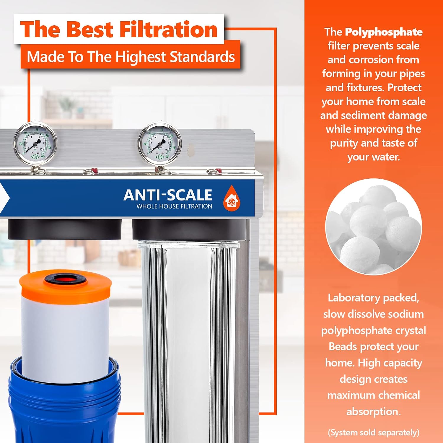 Express Water Polyphosphate Anti-Scale Water Replacement Filter – Whole House Replacement Water Filter – PHO High Capacity Water Filter – 4.5' x 20' inch – 2 Pack