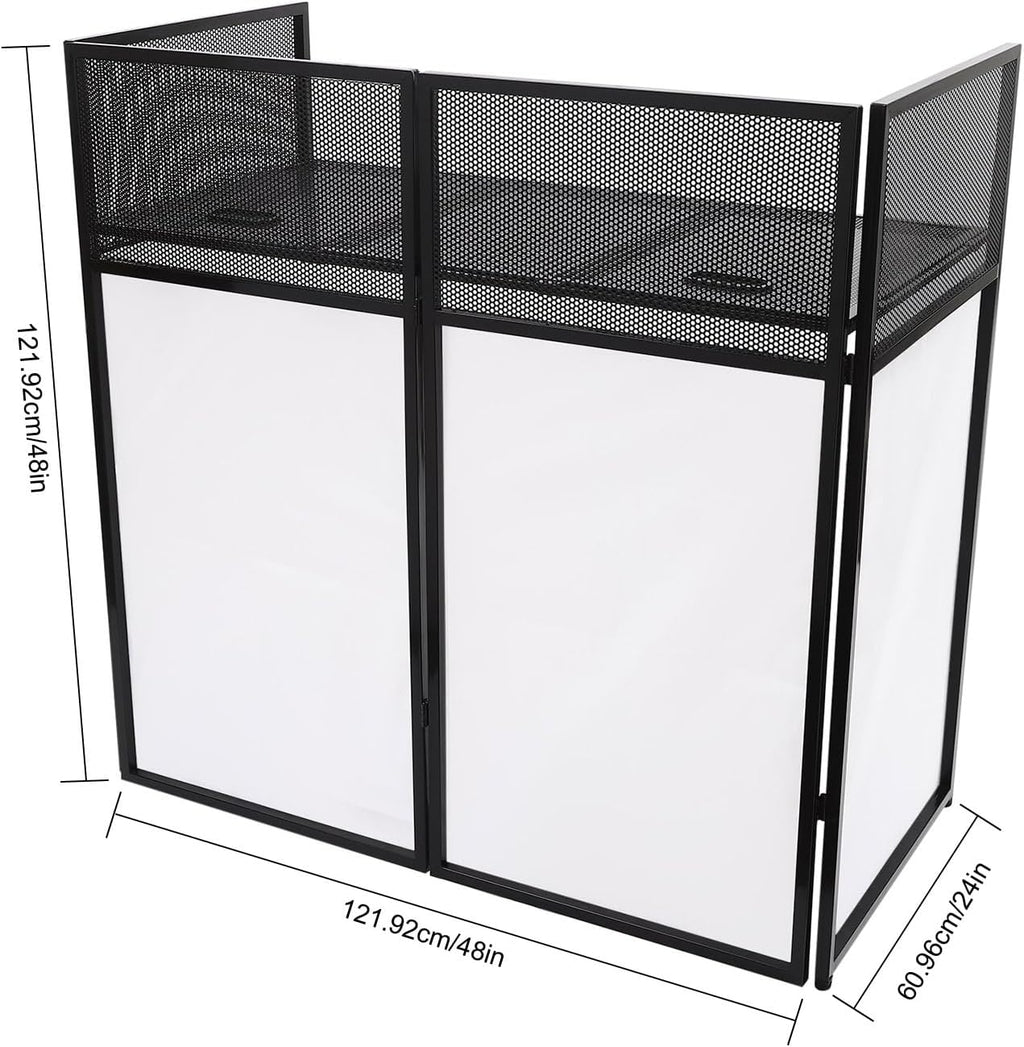 DJ Event Facade Booth with Lighting Scrim and Carry Bag, Portable DJ Facade Table Station Flat Table Top 20x40in, DJ Controller Stand, DJ Mixer Display Stand,Recording Mixer Stand (Black)