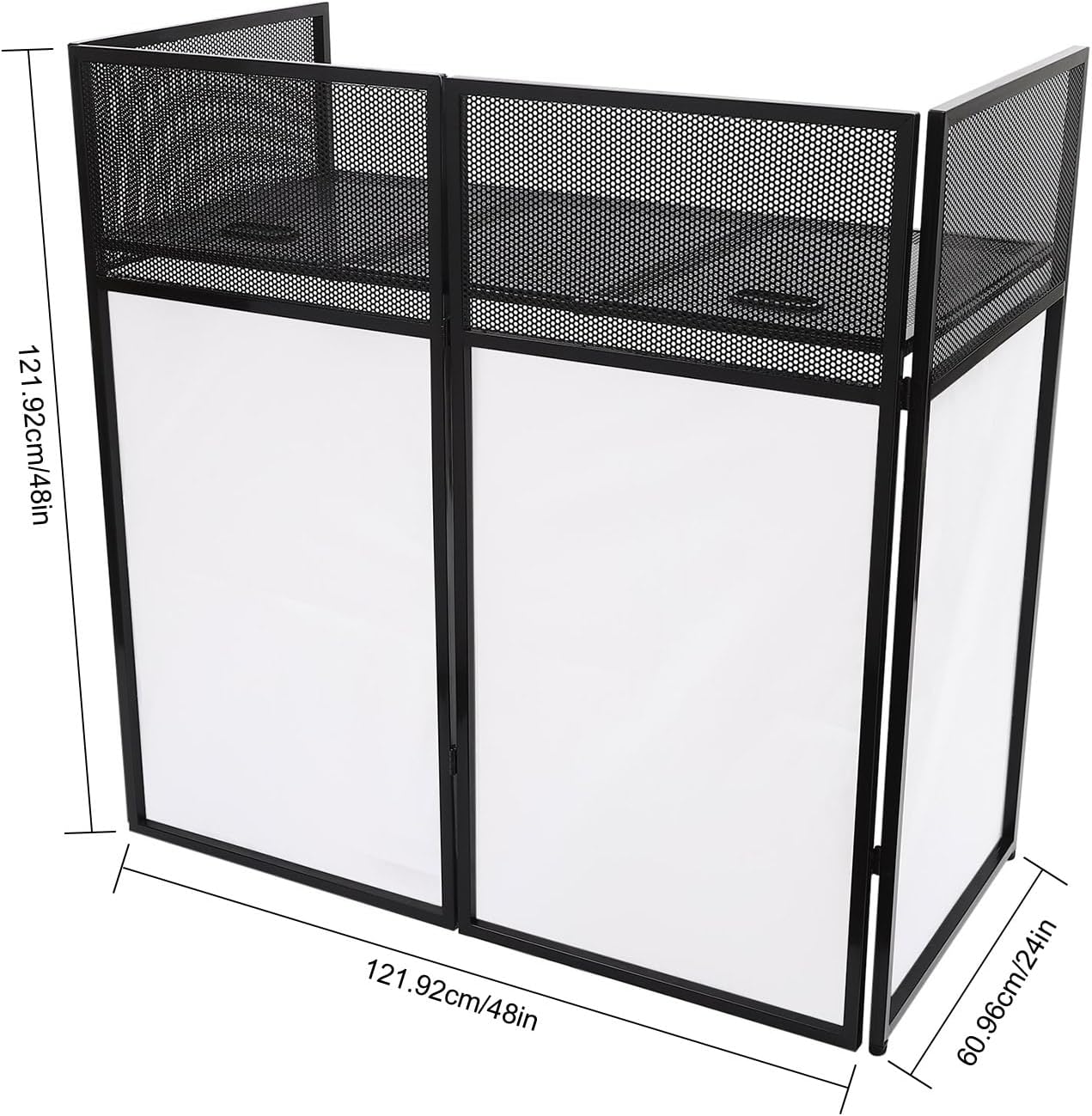 DJ Event Facade Booth with Lighting Scrim and Carry Bag, Portable DJ Facade Table Station Flat Table Top 20x40in, DJ Controller Stand, DJ Mixer Display Stand,Recording Mixer Stand (Black)