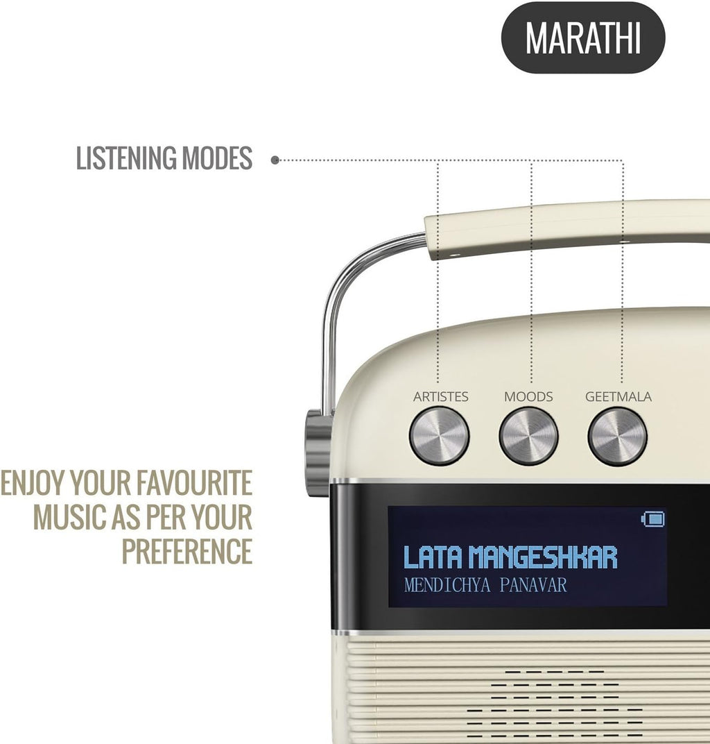 Carvaan Saregama Marathi Portable Digital Music Player (Porcelain White)