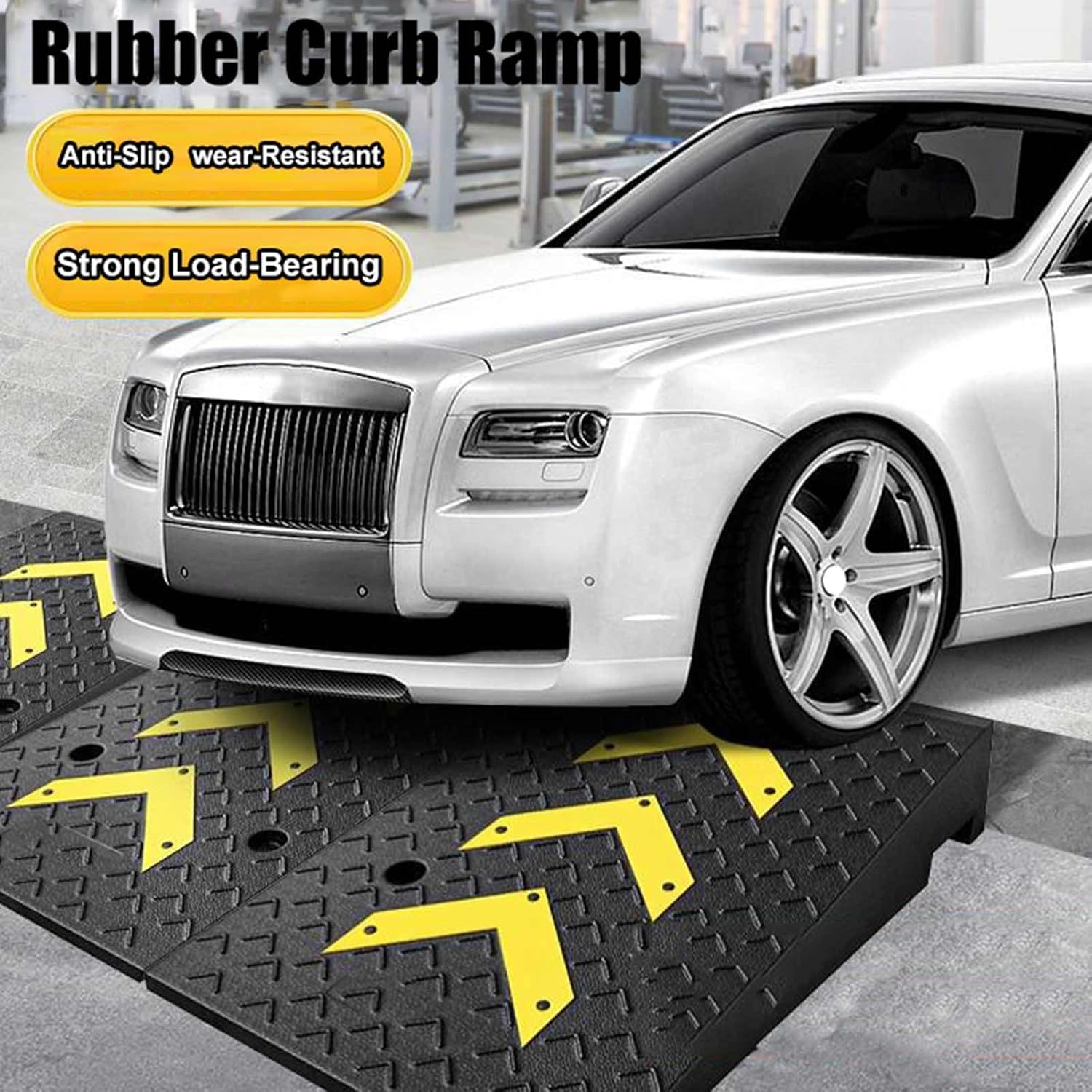 Portable Curb Ramps Rubber Kerb Ramps Heavy Duty Threshold Ramp Portable Door Step Ramps for Wheelchair Mobility Scooters Motorcycle Sidewalk 1 Pack(10cm/4' Rise Height)