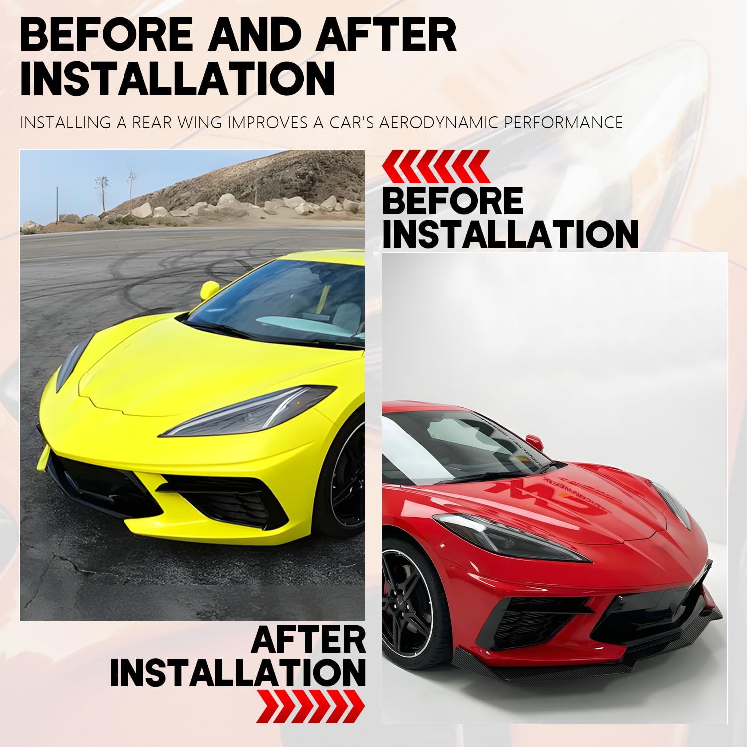 Front Bumper Lip Splitter Spoiler Compatible with Chevy Corvette C8 2020-2025, C8 Front Lip, Corvette C8 Front Splitter Air Dams Chin Spoiler Auto Parts Accessories (Front Lip-Carbon Fiber)