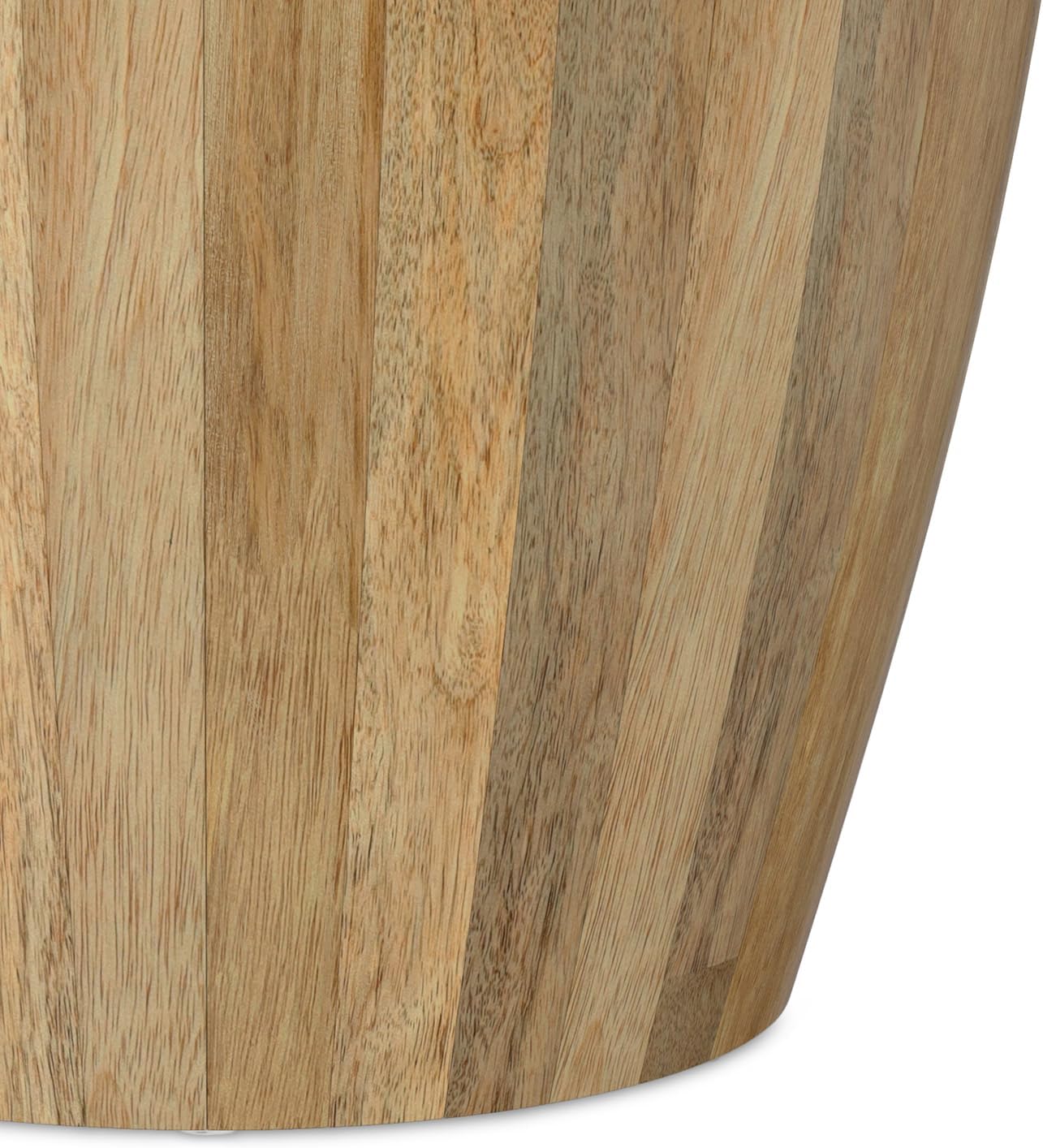SIMPLIHOME Elmbrook End Table - 21 inch Wide Solid Mango Wood Round Drum Table with Vertical Panel Detailing in Natural, Modern Nightstand or Plant Stand for Living Room or Bedroom, Assembled
