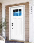 Fiberglass Entry Door, 36'' x 80' with Brickmould,Vinyl Frame,White Primed, Right Hand Inswing, Front Entry Knock-Down Door, 2-Panel Craftsman, 6-Lite Low-E Glass