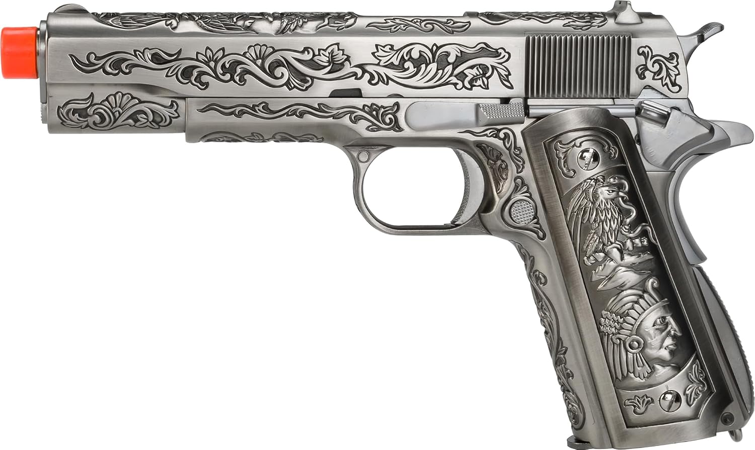 Evike Airsoft - WE-Tech Heavy Weight Filigree Airsoft 1911 Gas Blowback GBB Airsoft Pistol