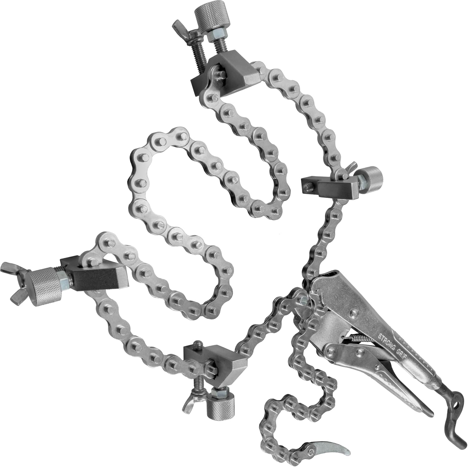 Strong Hand Tools, The Python, Pipe Alignment Chain Pliers, Adjustable Stainless-Steel Contacts, Replaceable Nickel Plated 48' Chain, 14' Max Diameter, PCA2048