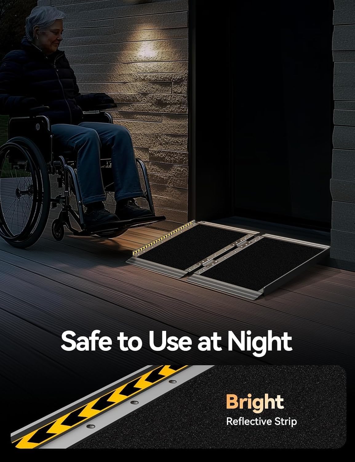 Doorways Rise Driveway Curb Ramp, Non-Slip Aluminum Disabled Ramp, Foldable Threshold Wheelchair Ramp for Home Steps/Entrance/Threshold/Doorway/Scooter/Load Bearing 300KG
