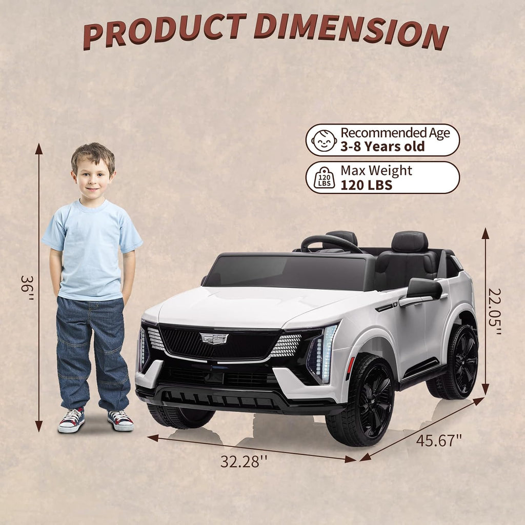 24V Ride On Car, Licensed Cadillac Battery Powered Electric Vehicle w/Remote Control, 2 Seater, 4-Wheel Shock Absorbers, Smooth Start, Music, LED Lights for Boys Girls