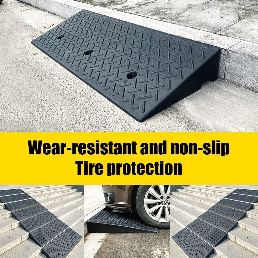 Curb Ramps Threshold Ramp Rise Driveway Ramp for Loading Dock Bike Vehicle Warehouse Sidewalk Wheelchair Car Slope Ramp(39.4x19.7x6.3in)