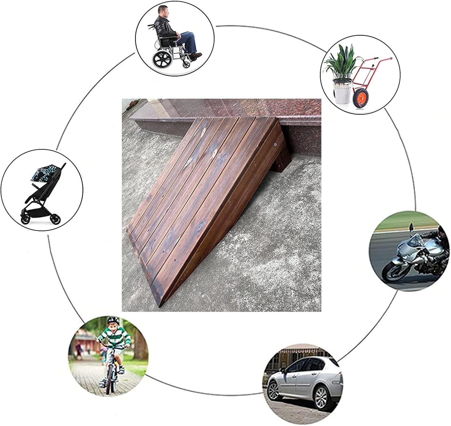 Threshold Ramp Driveway 10'/8'/7'/4' Rise Wooden Threshold Ramps for Doorways, Non-Slip Durable Entry Ramp for Home/Garden Step/Sheds Doors(90x80x25cm)