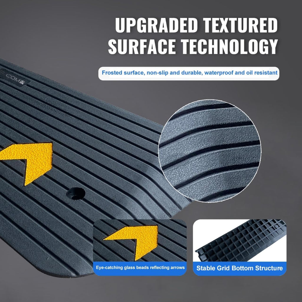 Rubber Threshold Ramp for Doorways Heavy Duty 5cm 2' Rise Wheelchair Ramp, 1 Pack Recycled Rubber Power Curb Ramp for Door Threshold Wheelchair Scooter Curb Ramp(RTR50)