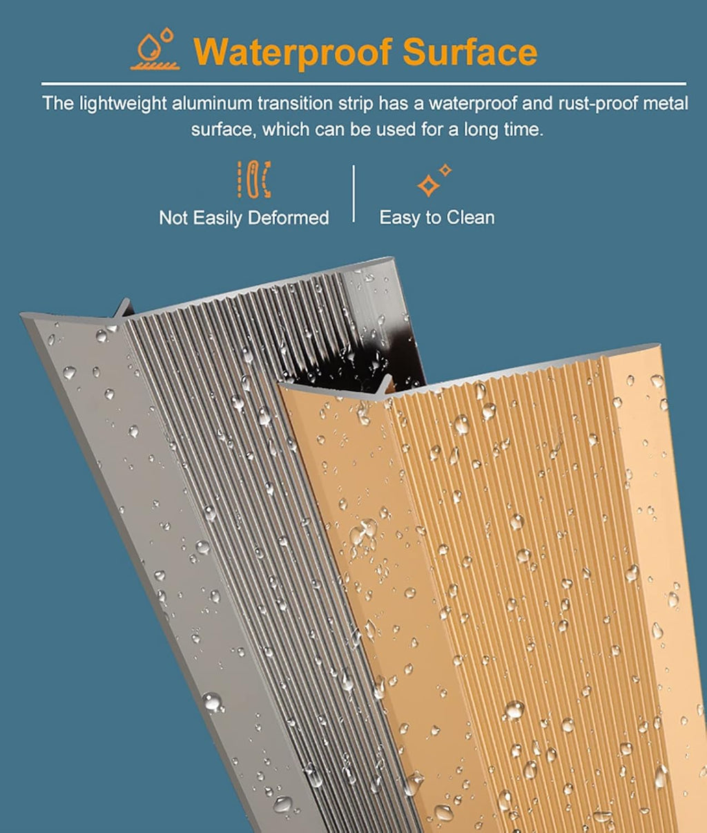 Floor Transition Strips ， Aluminum Alloy Threshold for Wood to Tile, Doorways, Laminate to Hardwood
