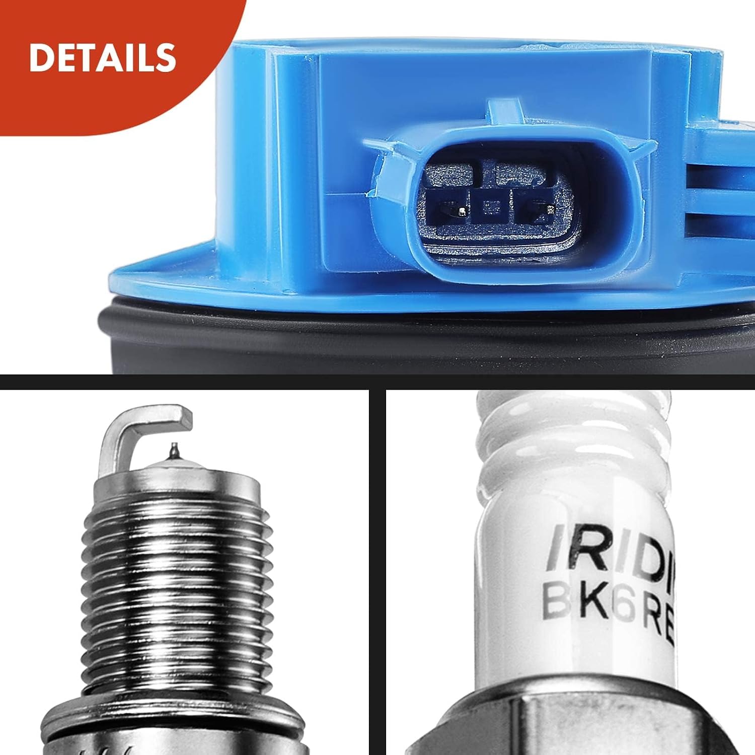 A-Premium Ignition Coils and Spark Plugs Kits Compatible with Ford F-150 2011-2016, Mustang 2011-2015, 5.0L Blue, Set of 8