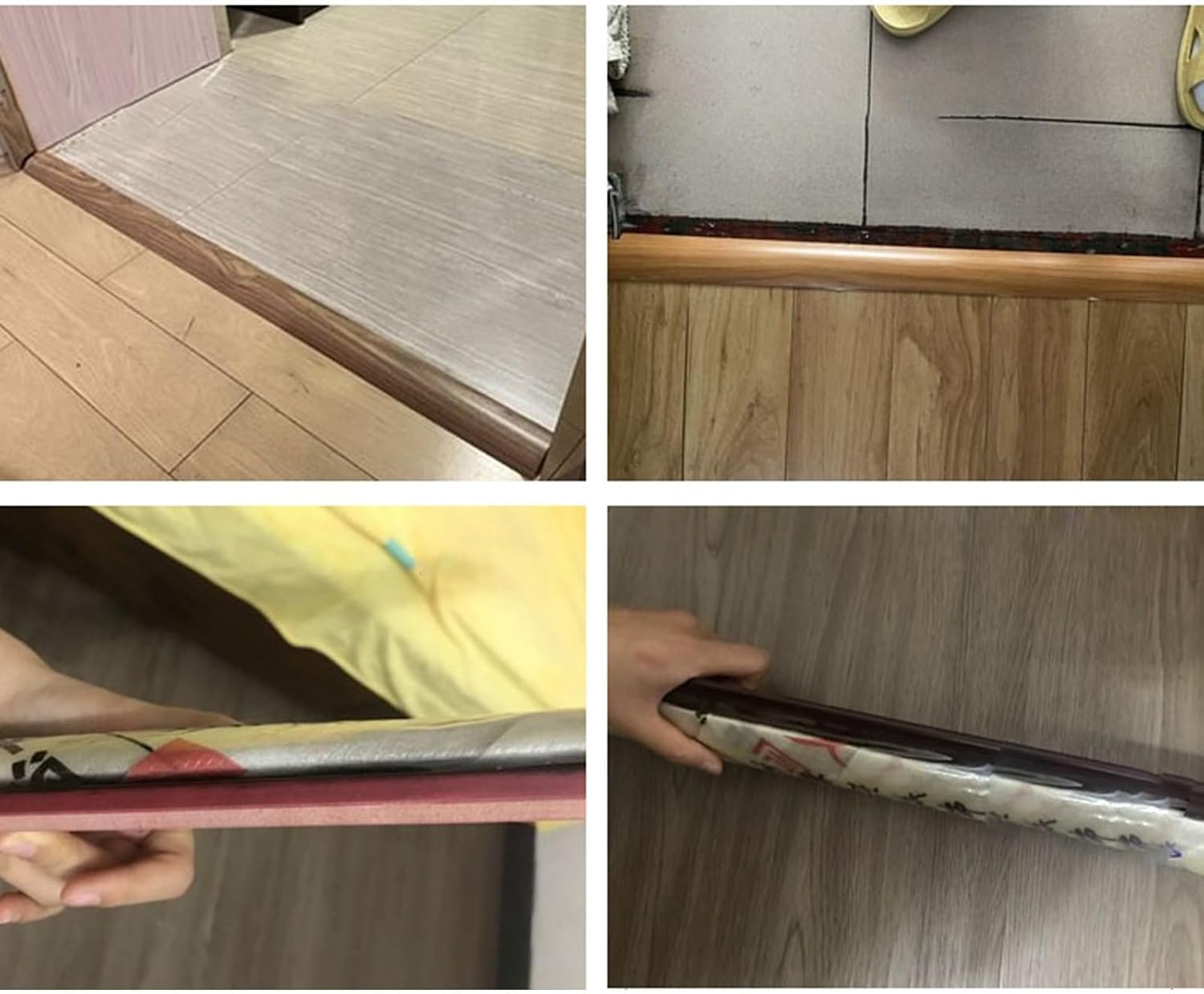Interior Doorway Threshold Strip 34 36 48 60 72in, Floor Transition Strip Edging Trim for Uneven Flooring Carpet Tile Hardwood, Wood Grain Finish Reducer Flute,Deep Coffee-L 66in/168cm