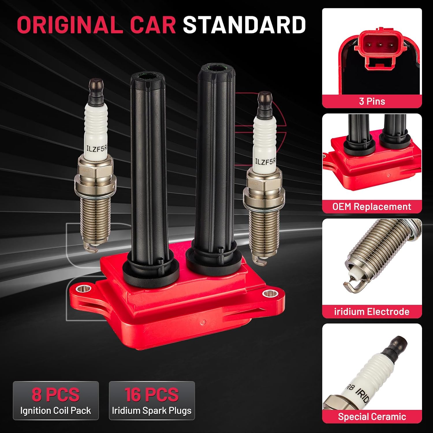 BDFHYK Set of 8 Ignition Coil Pack UF504 C1526 Compatible with 09-16 Challenger Charger Durango Ram 300 Commander Grand 5.7 V8