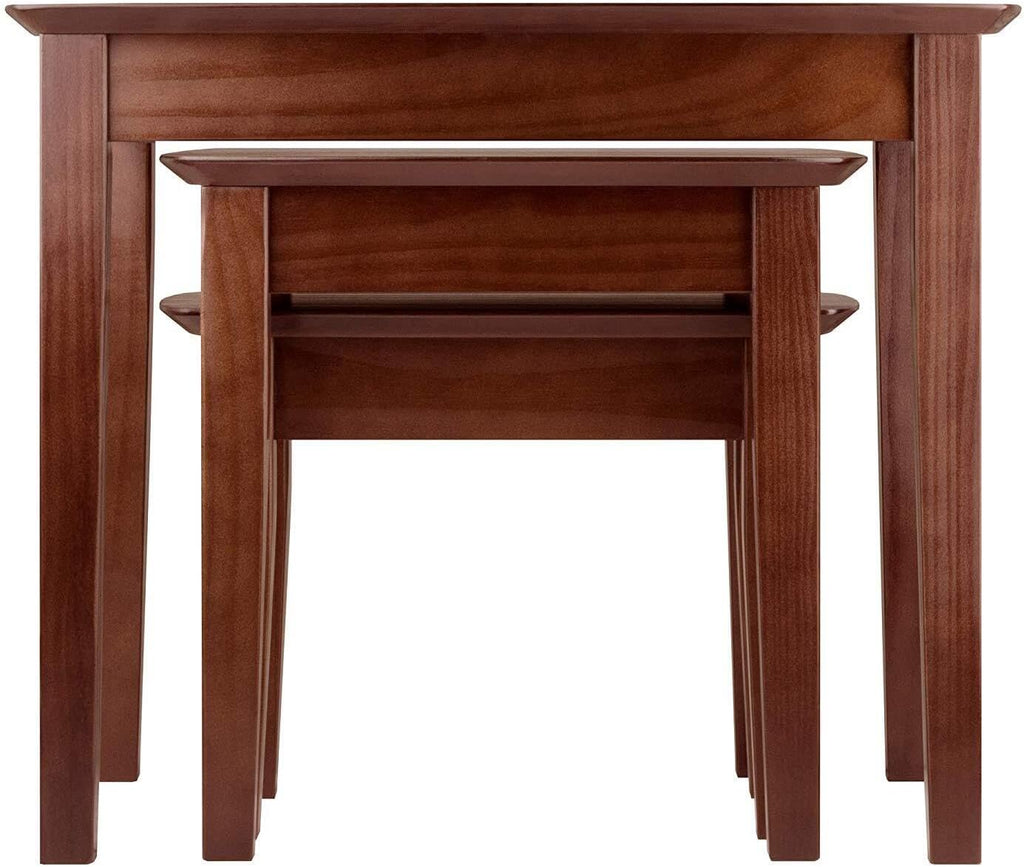 HomeStock Nesting Table Set - 3 Piece Solid Wood Tables - Living Room Coffee Accent Tables - Antique Walnut Finish