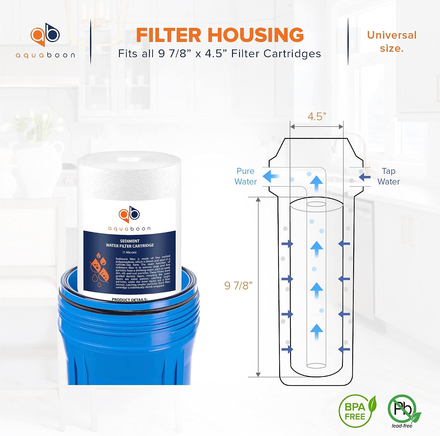 Aquaboon Whole House 1 Micron Water Filter 10 x 4.5 Against Sediment Water Filter Cartridge Replacement Compatible with DGD-5005, AP810, 20-Pack