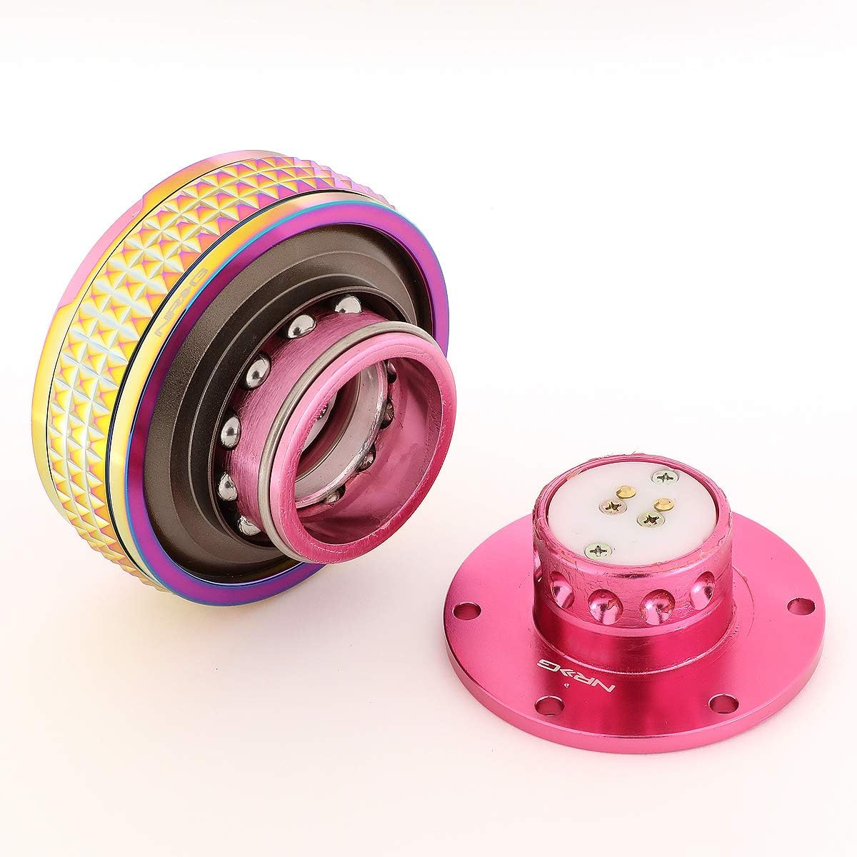 NRG Innovations SRK-210PK/MC Quick Release Kit (Pink Body/Neochrome Pyramid Ring)