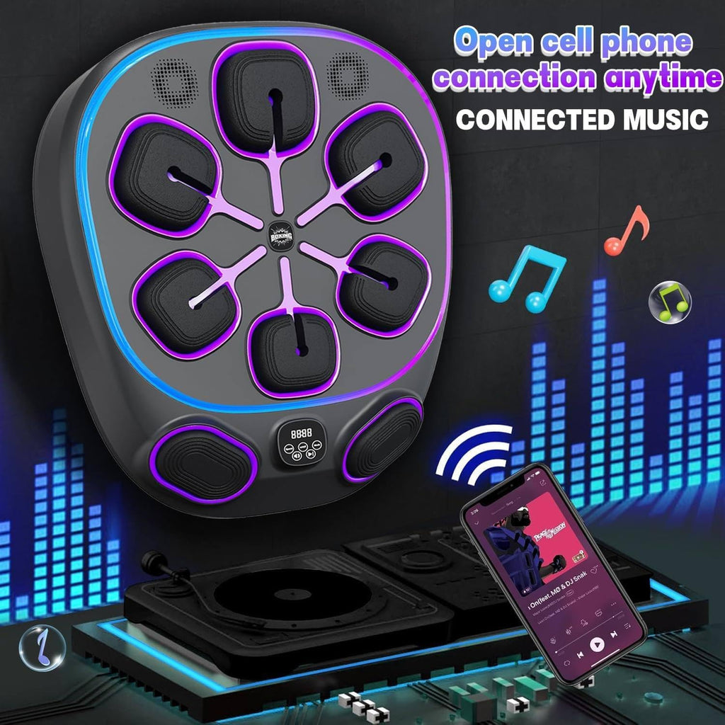 Wall-Mounted Smart Boxing Machine with 9 Training Modes, 9 Speed Levels & LED Display for Real-Time Tracking - Music Sync Technology for Cardio & Strength Workouts,Fullgloves