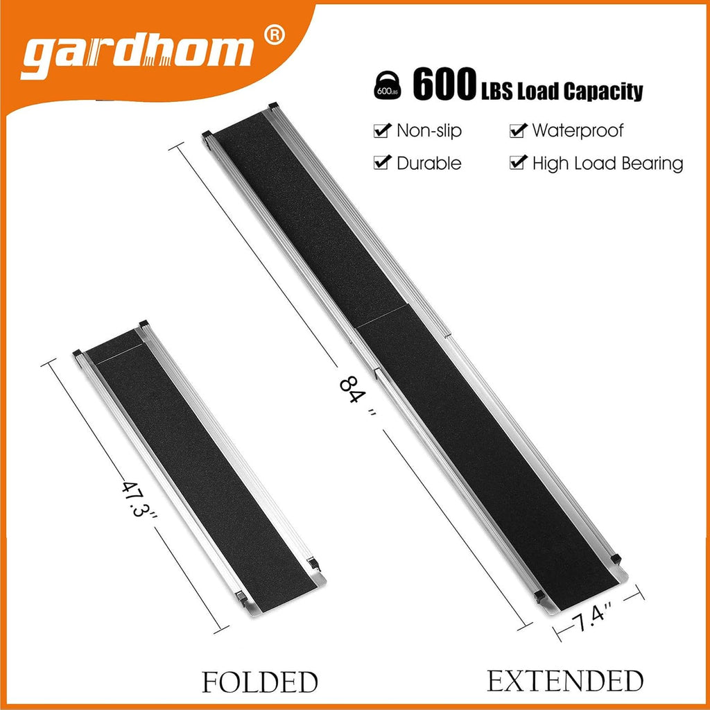 gardhom Bundled 3FT 7FT Portable Ramp Non Skid Aluminum Folding Handicap Ramp Wheel Chair Ramp for Steps Home Threshold Doorways Steps Stairs