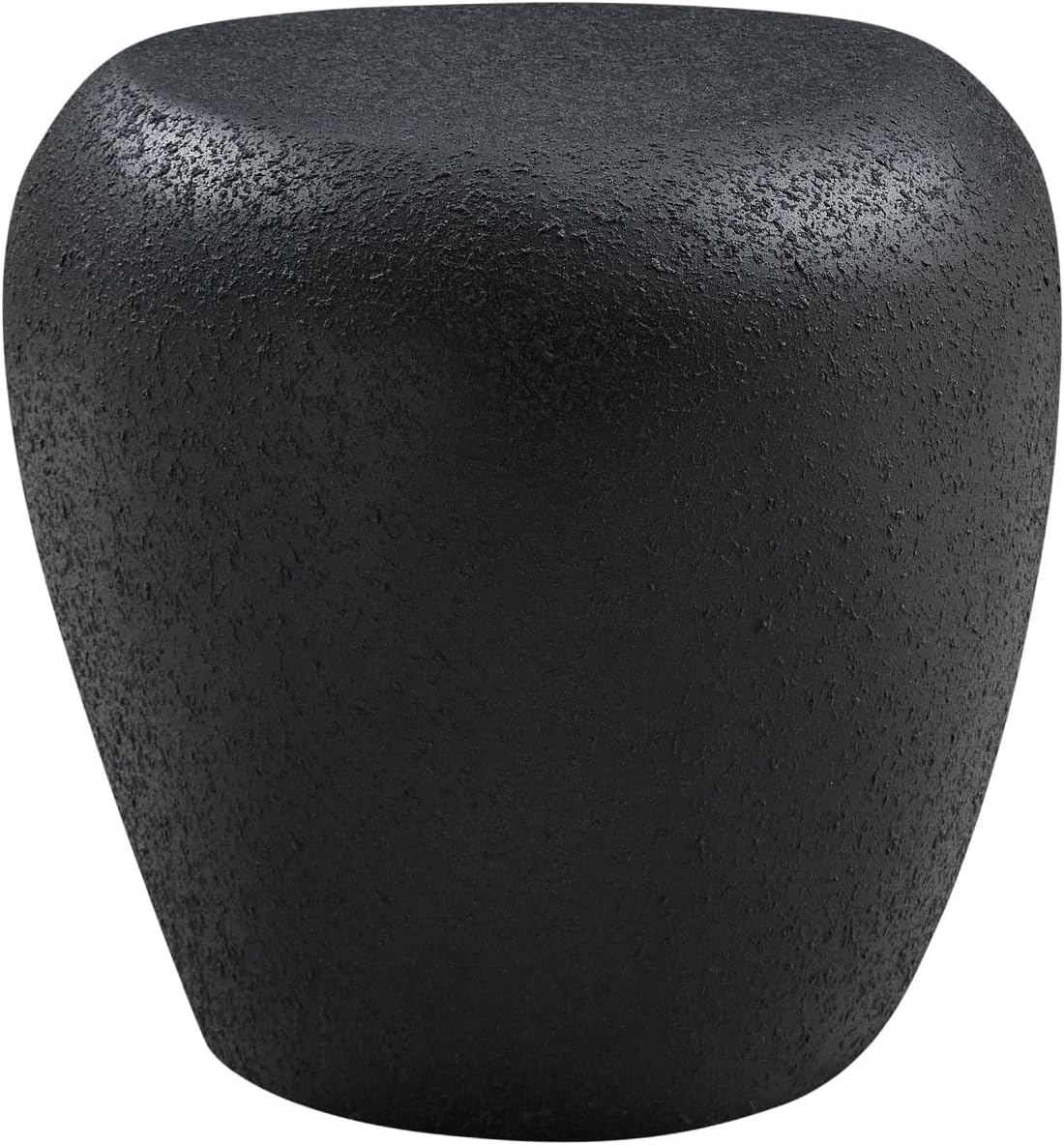 Faux Rock Side Table with Lightly Rought Rock Design,Irregular Drum End Table Fiberglass Accent Stone-Like Nightstand for Living Room,No Assembly