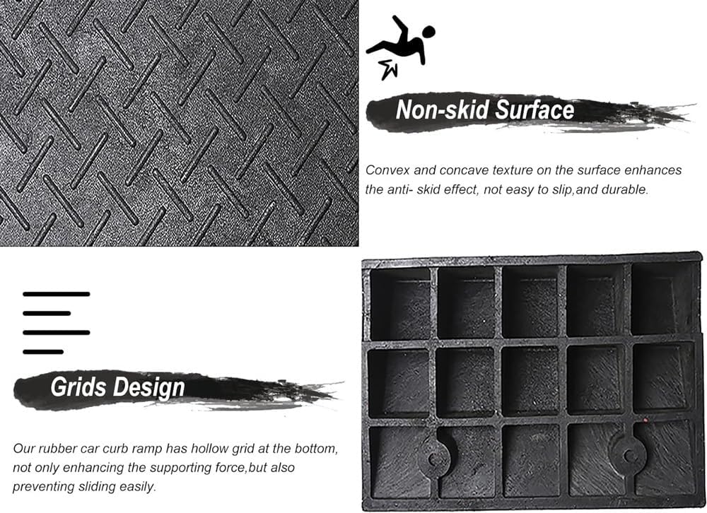 Zanotva 2 Pack Threshold Ramp, Rubber Threshold Ramp, Kerb Ramps, for Doorways Garage Barn Door Steps Inside Outside Home(9cm/3.5in Rise)