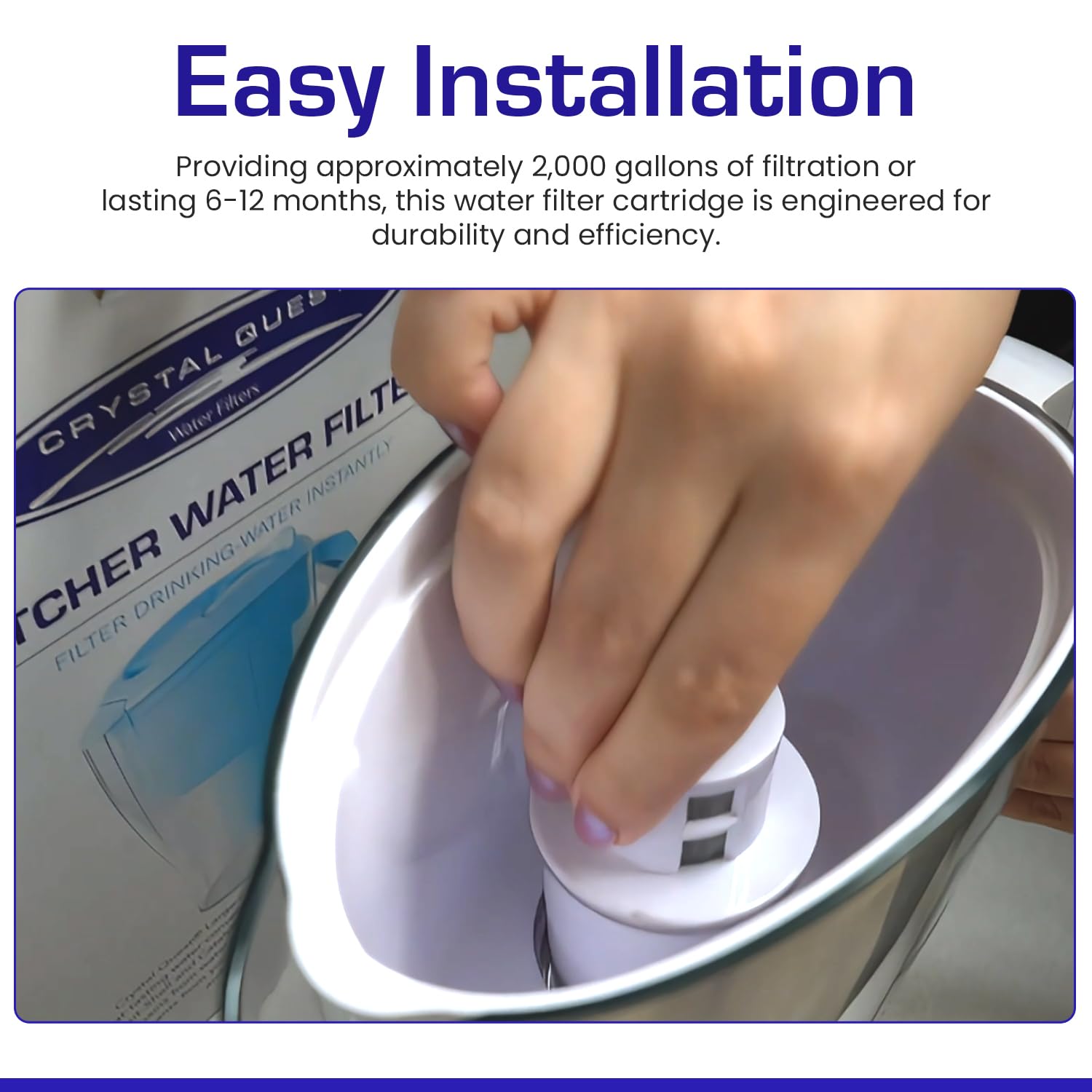 Crystal Quest Standard/SMART Water Filter Pitcher Cartridge – Advanced Filtration for Clean, Healthy Water, Removes Contaminants, Long-Lasting, Easy Installation, 2,000 Gallons [Pack of 6]