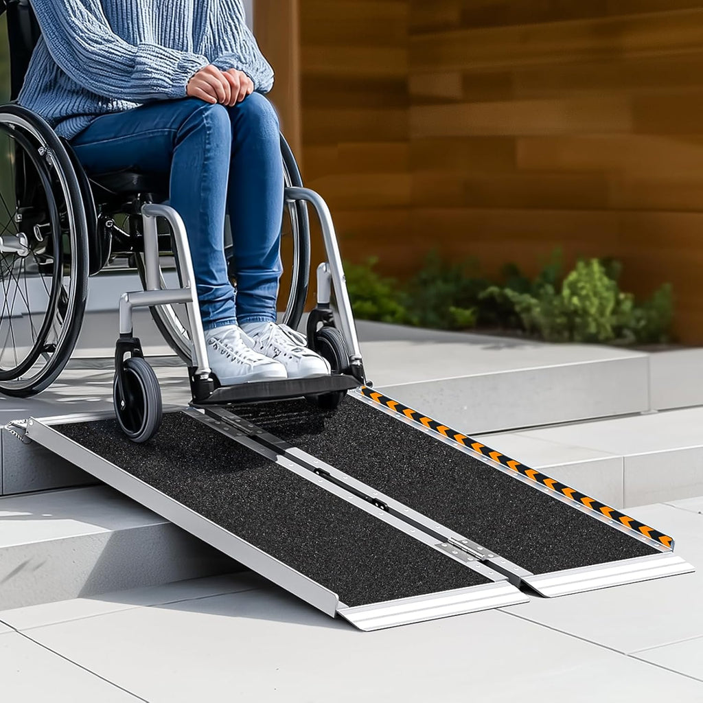 Portable Wheelchair Ramp 3FT, Non-Skid Aluminum Ramps for Wheelchairs for Home Steps, 800 LBS Capacity Handicap Ramp for Doorway, Threshold,Front Porch, Entry, Stairs 36' Lx 29.2' Wx2H