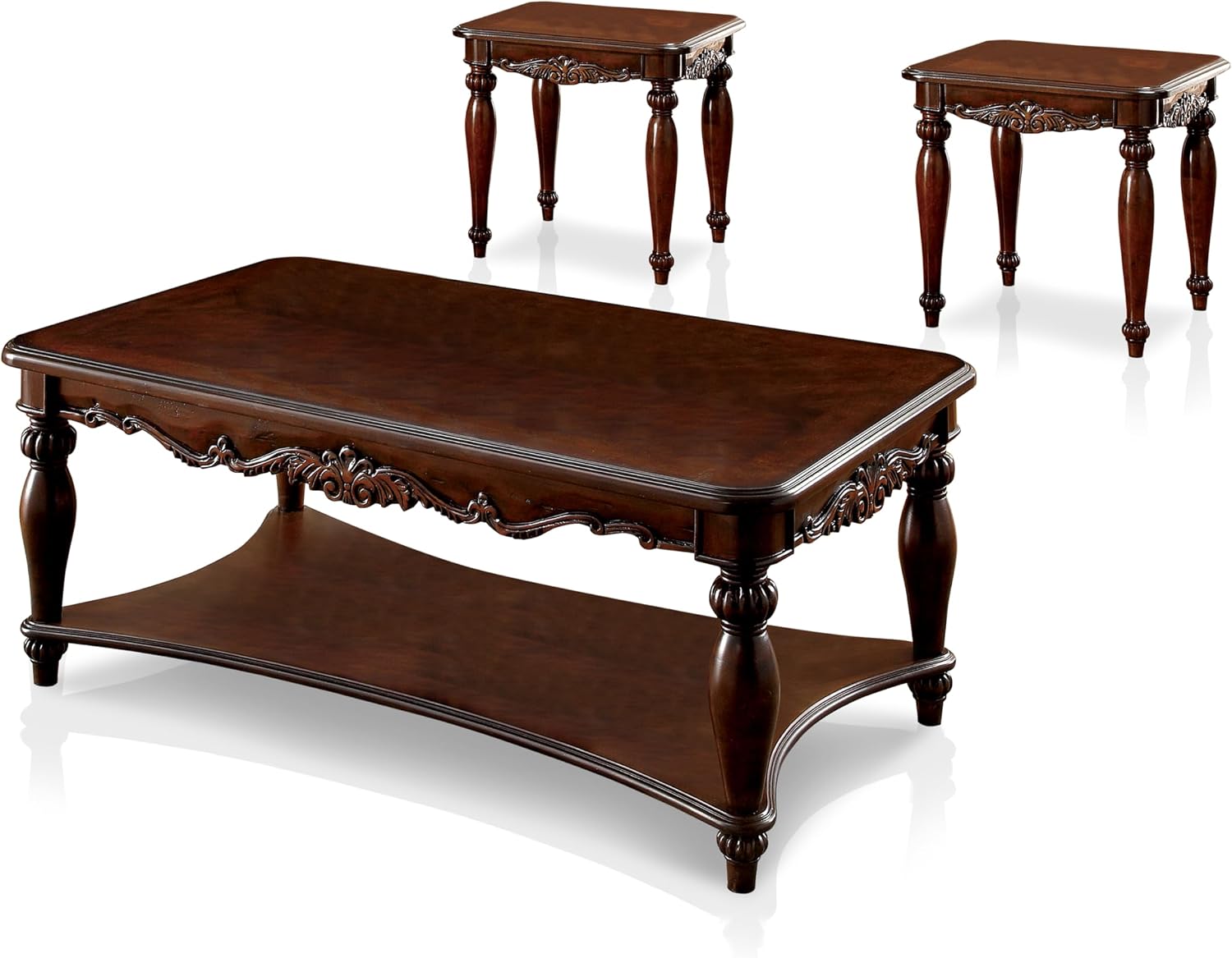 Furniture of America 3-Piece Trenton Table Set, Cherry Finish