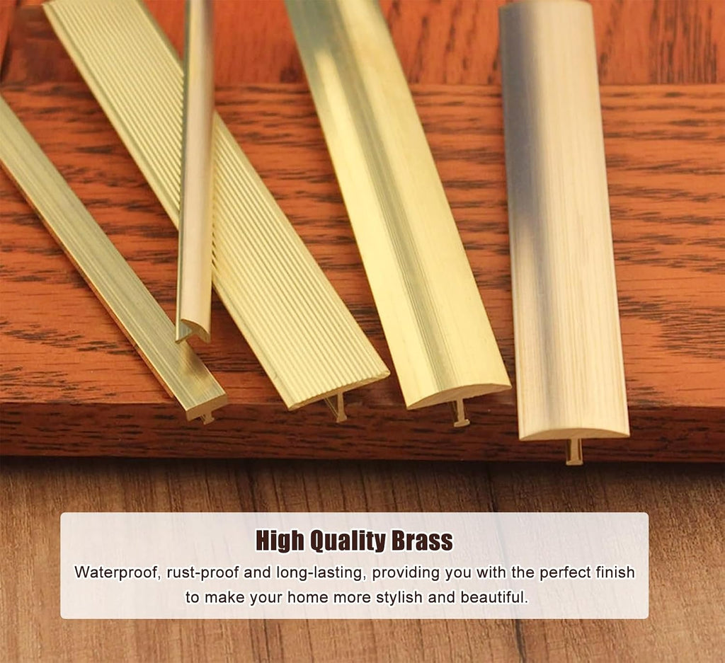T Molding Floor Transition Strip Brass, 2 Cm Wide Doorway Threshold Seam Strip for Wood to Tile Laminate Hardwood, Floor Wall Gap Edging Trim(5pcs)