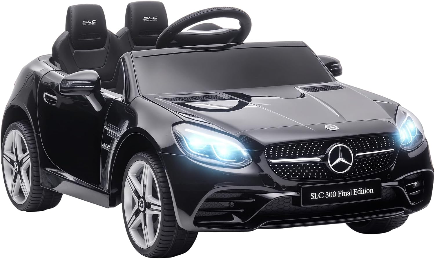 Aosom Mercedes SLC 300 Licensed 12V Ride On Car for Kids with Remote Control, 2 Speeds, Battery Powered Kids Electric Car with Music, Lights, Suspension for 3-6 Years Old, Black