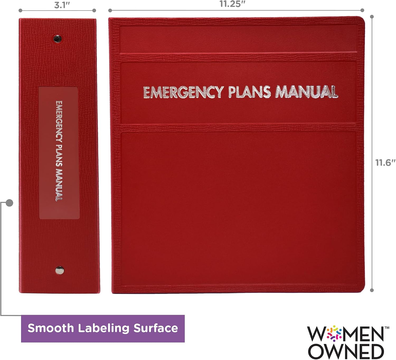 Carstens 3-Inch Heavy Duty Emergency Plans Round Ring Binder – Side Opening, Brick Red, Case of 14, Durable Plastic, No Pockets, Holds 400 Sheets, Made in USA (1730-3RCS)